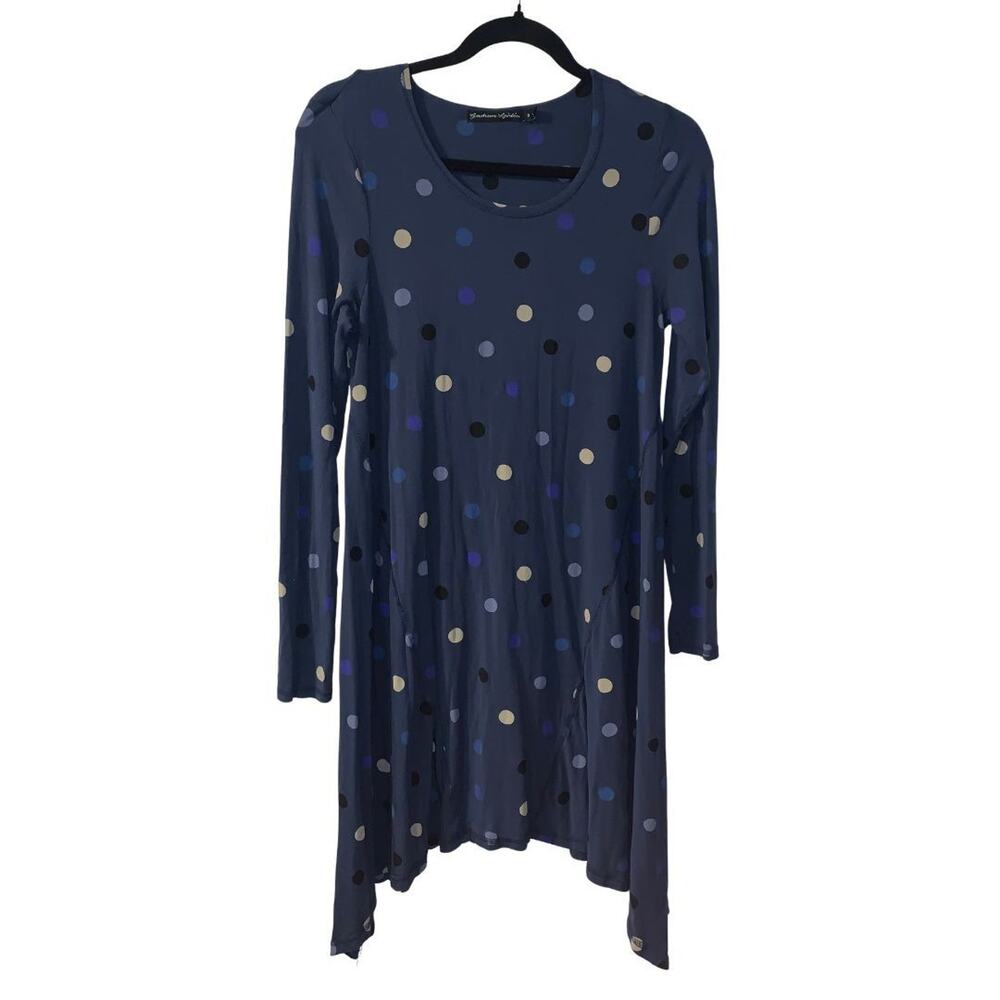 Gudrun Sjoden Womens Colorful Polka Dot Dress Size S Navy Blue Micromodal Jersey